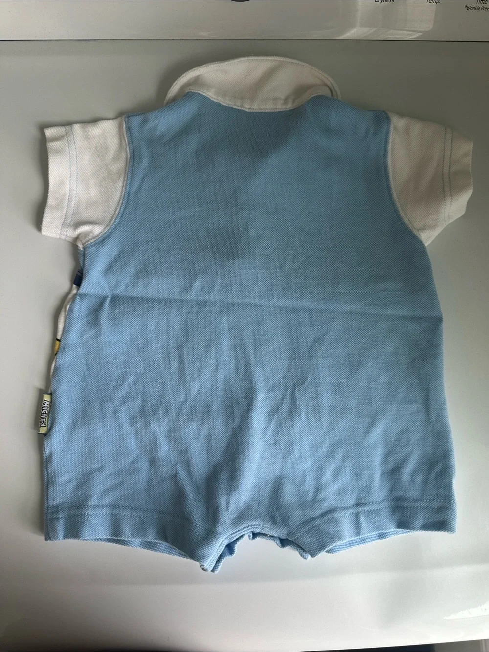 Rare Vintage Baby Disney Character Polo Romper in Light Blue & White